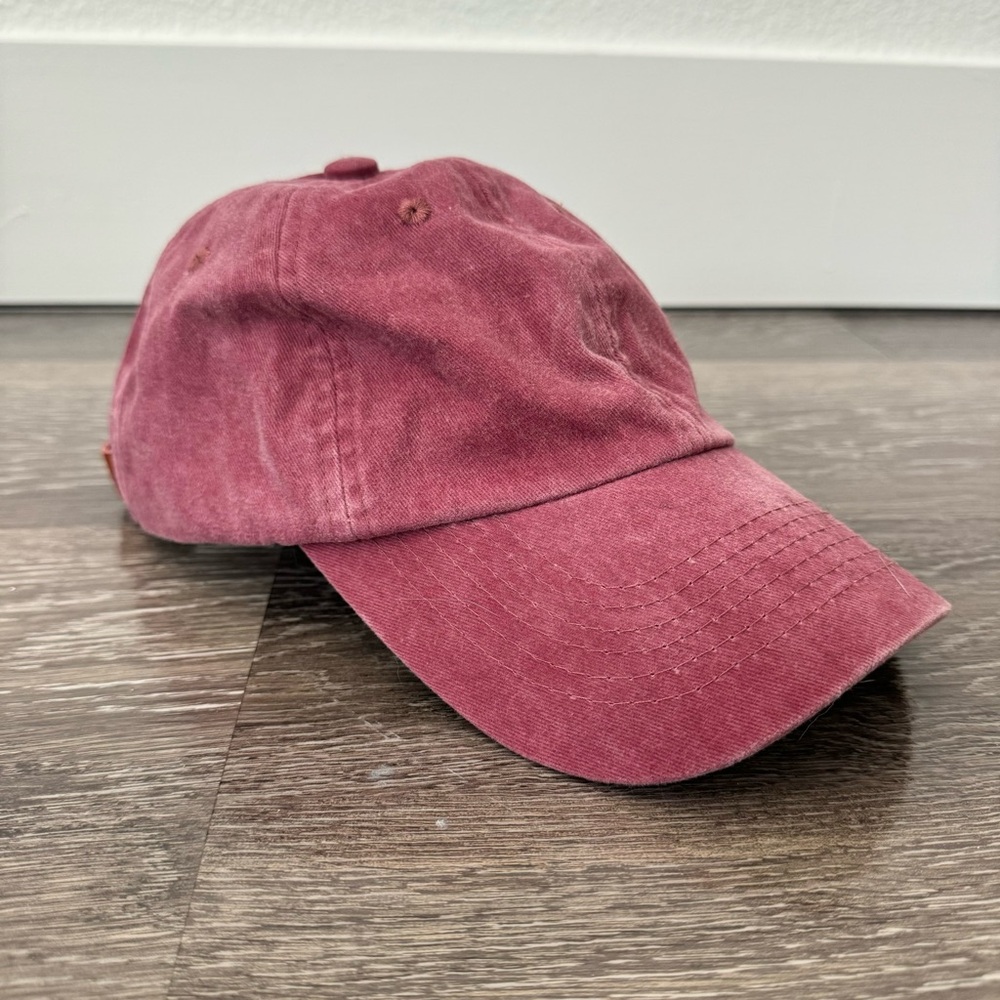 Gigi Pip Red Womens Adjustable Strapback Ball Cap Leather Strap Hat